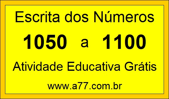 Atividade de Contar Números de 1050 a 1100