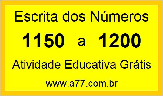 Atividade de Contar Números de 1150 a 1200