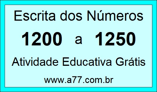 Atividade de Contar Números de 1200 a 1250