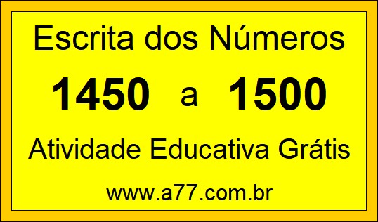 Atividade de Contar Números de 1450 a 1500