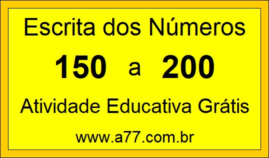 Atividade de Contar Números de 150 a 200