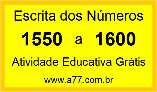 Atividade de Contar Números de 1550 a 1600