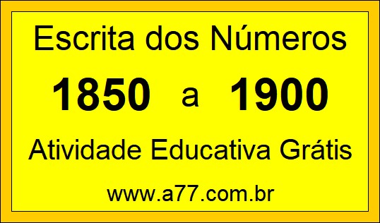 Atividade de Contar Números de 1850 a 1900