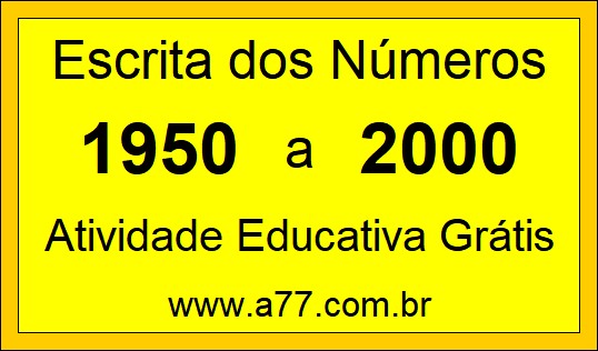 Atividade de Contar Números de 1950 a 2000