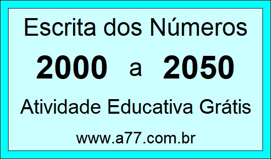 Atividade de Contar Números de 2000 a 2050