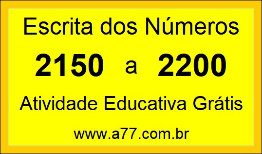 Atividade de Contar Números de 2150 a 2200