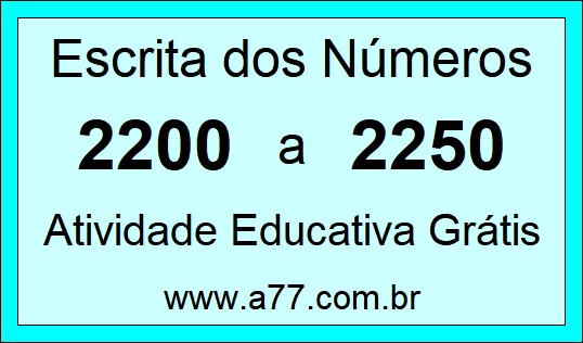 Atividade de Contar Números de 2200 a 2250