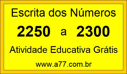 Atividade de Contar Números de 2250 a 2300