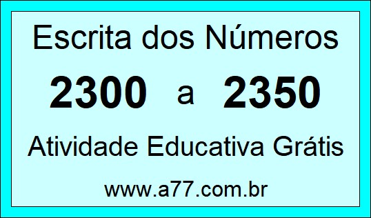 Atividade de Contar Números de 2300 a 2350