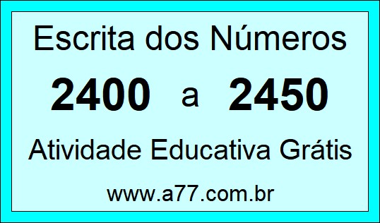 Atividade de Contar Números de 2400 a 2450