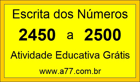 Atividade de Contar Números de 2450 a 2500