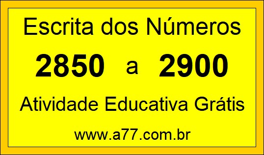 Atividade de Contar Números de 2850 a 2900