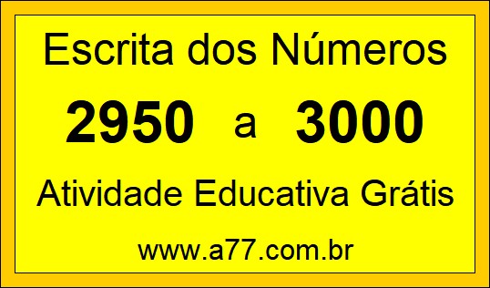 Atividade de Contar Números de 2950 a 3000