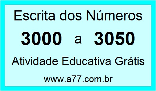 Atividade de Contar Números de 3000 a 3050