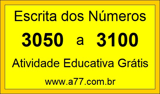 Atividade de Contar Números de 3050 a 3100