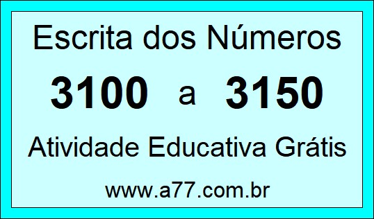 Atividade de Contar Números de 3100 a 3150