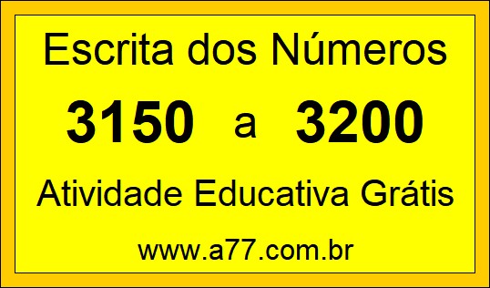 Atividade de Contar Números de 3150 a 3200