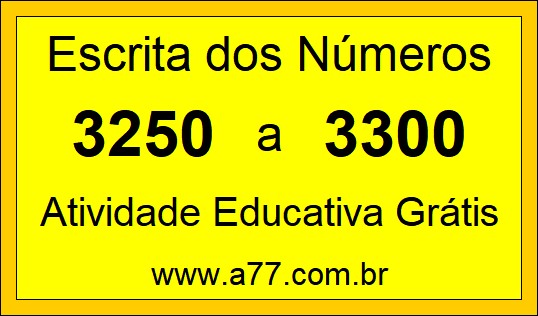 Atividade de Contar Números de 3250 a 3300