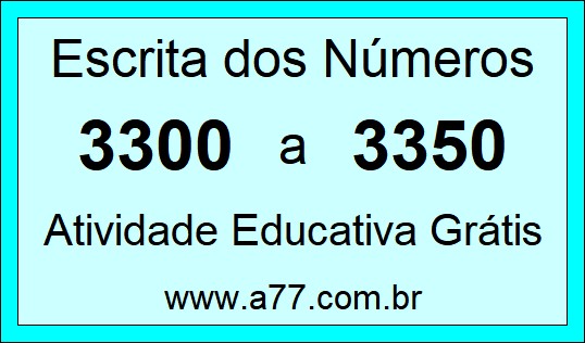 Atividade de Contar Números de 3300 a 3350