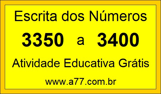 Atividade de Contar Números de 3350 a 3400