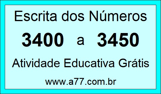 Atividade de Contar Números de 3400 a 3450