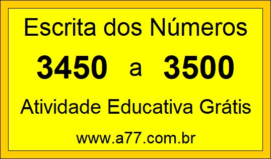 Atividade de Contar Números de 3450 a 3500