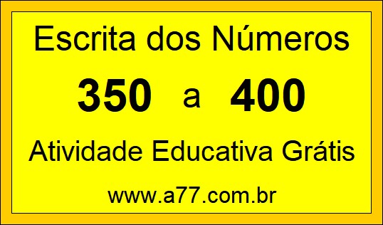 Atividade de Contar Números de 350 a 400