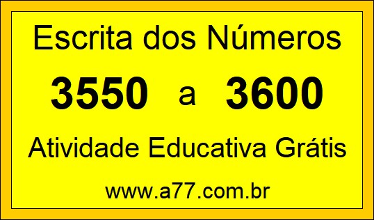 Atividade de Contar Números de 3550 a 3600