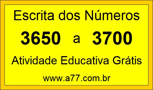 Atividade de Contar Números de 3650 a 3700