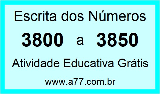 Atividade de Contar Números de 3800 a 3850