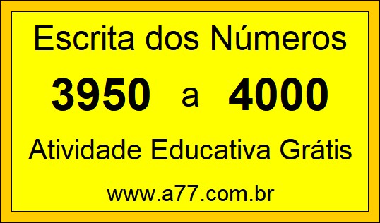 Atividade de Contar Números de 3950 a 4000