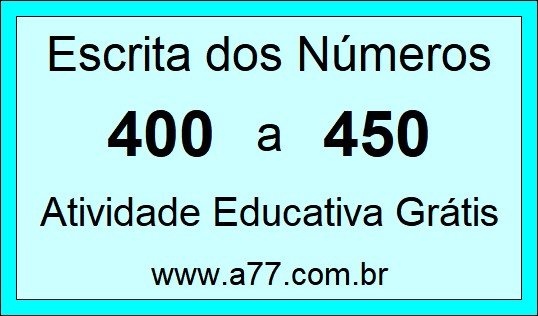 Atividade de Contar Números de 400 a 450