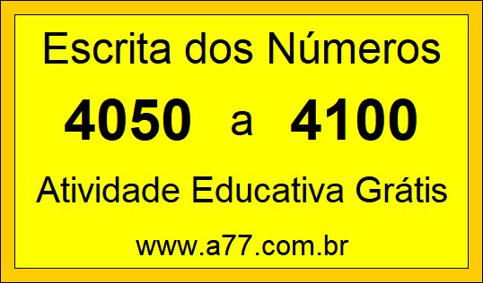 Atividade de Contar Números de 4050 a 4100