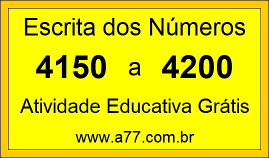 Atividade de Contar Números de 4150 a 4200