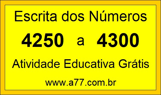 Atividade de Contar Números de 4250 a 4300