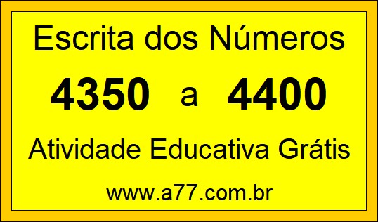 Atividade de Contar Números de 4350 a 4400