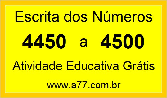 Atividade de Contar Números de 4450 a 4500