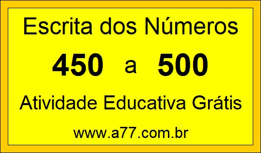 Atividade de Contar Números de 450 a 500