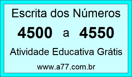 Atividade de Contar Números de 4500 a 4550