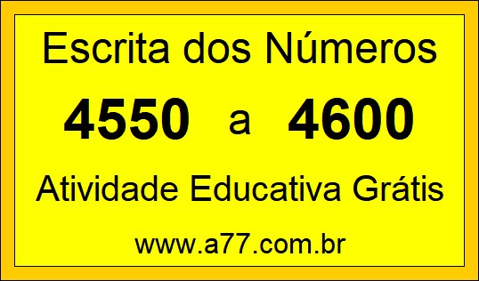 Atividade de Contar Números de 4550 a 4600