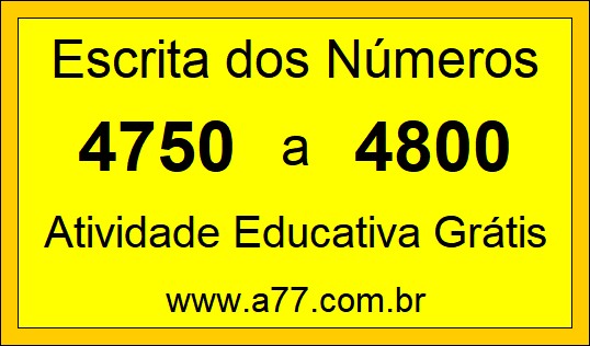 Atividade de Contar Números de 4750 a 4800