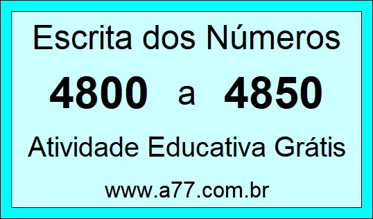 Atividade de Contar Números de 4800 a 4850