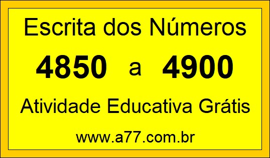 Atividade de Contar Números de 4850 a 4900