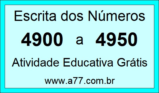 Atividade de Contar Números de 4900 a 4950