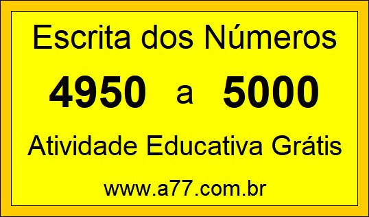 Atividade de Contar Números de 4950 a 5000