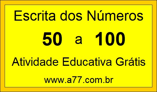 Atividade de Contar Números de 50 a 100