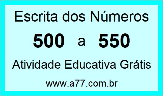 Atividade de Contar Números de 500 a 550