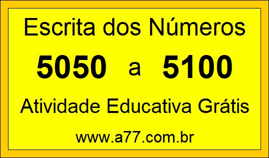 Atividade de Contar Números de 5050 a 5100