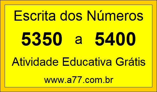 Atividade de Contar Números de 5350 a 5400