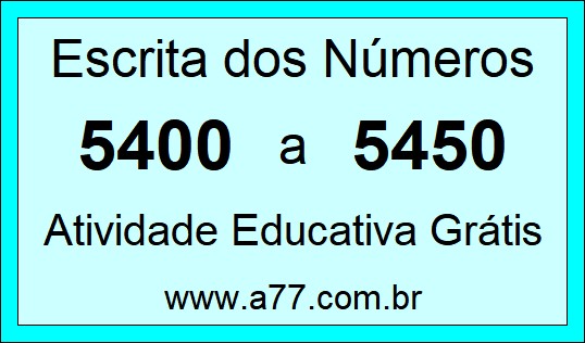 Atividade de Contar Números de 5400 a 5450